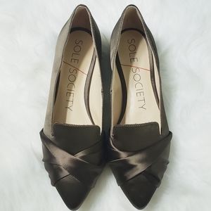 NEW Sole Society Hunter Green Silk Flats 6…